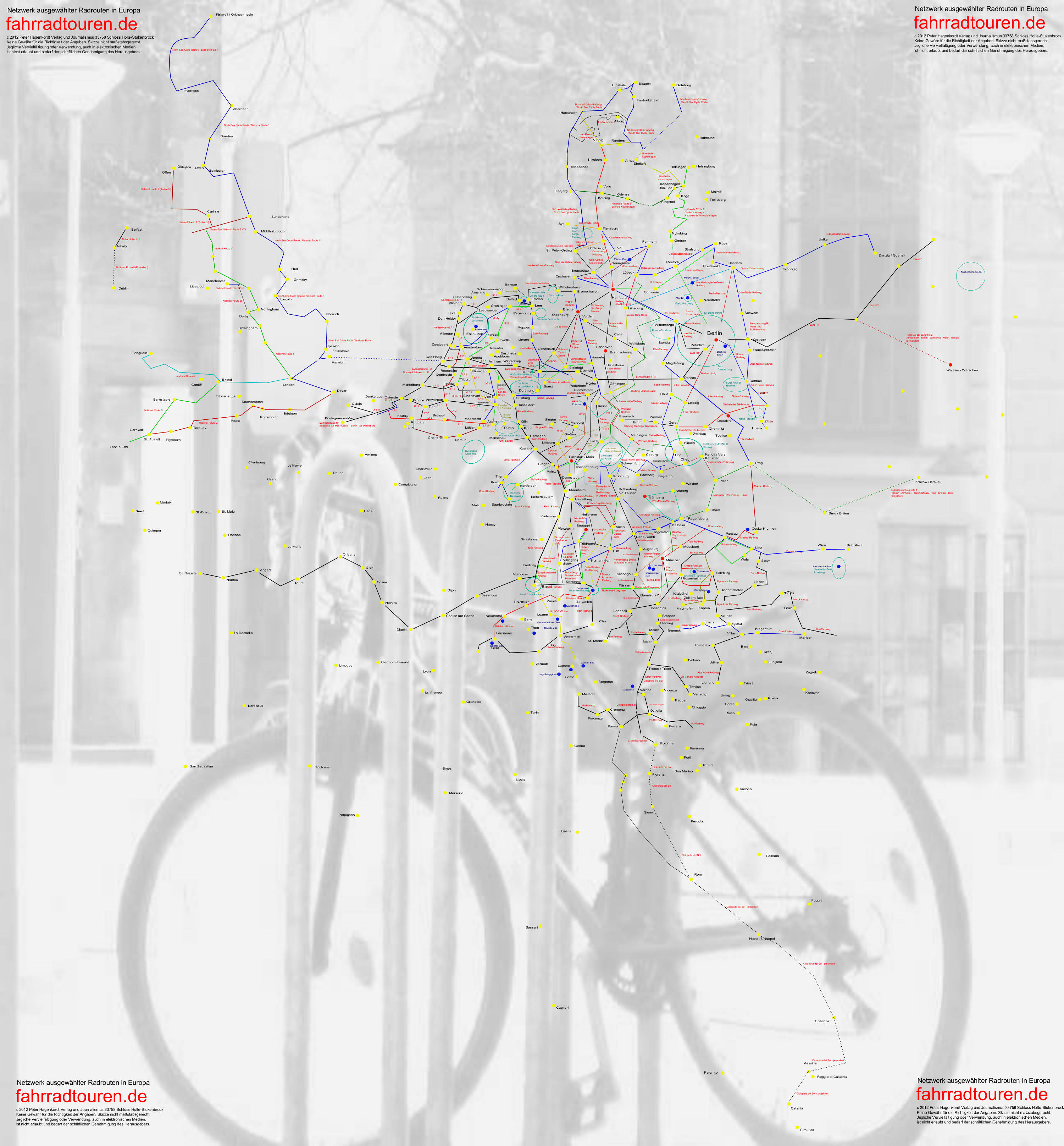 Radwege Netzwerk Europa Skizze bei fahrradtouren.de