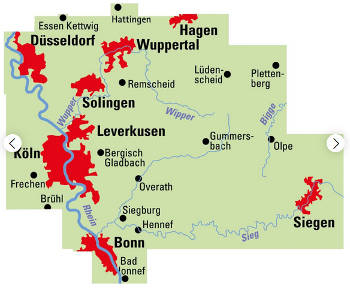 Blattschnitt der ADFC Regionalkarte Bergisches Land Koeln DSD 2023