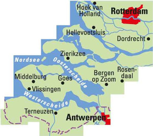 Blattschnitt der Fahrradkarte Seeland Rotterdam ADFC Regionalkarte 2021