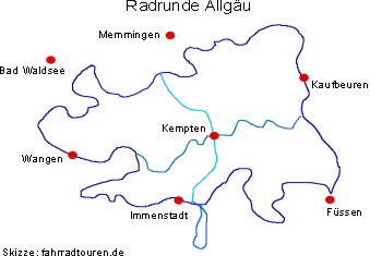 Allgäu Radrunde Radweg Skizze bei fahrradtouren.de