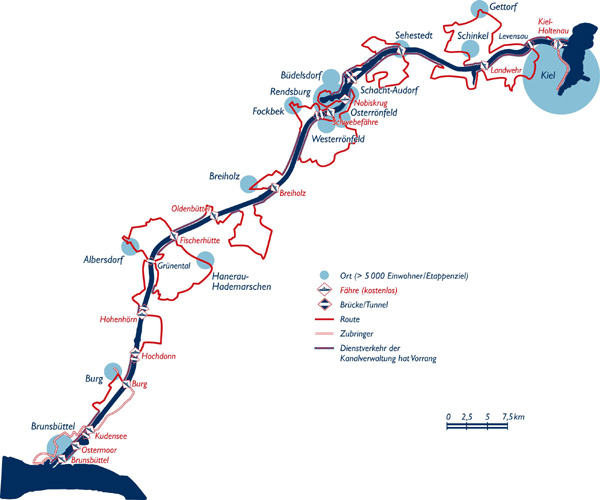 Nord-Ostsee-Kanal Radwegskizze bei fahrradtouren.de